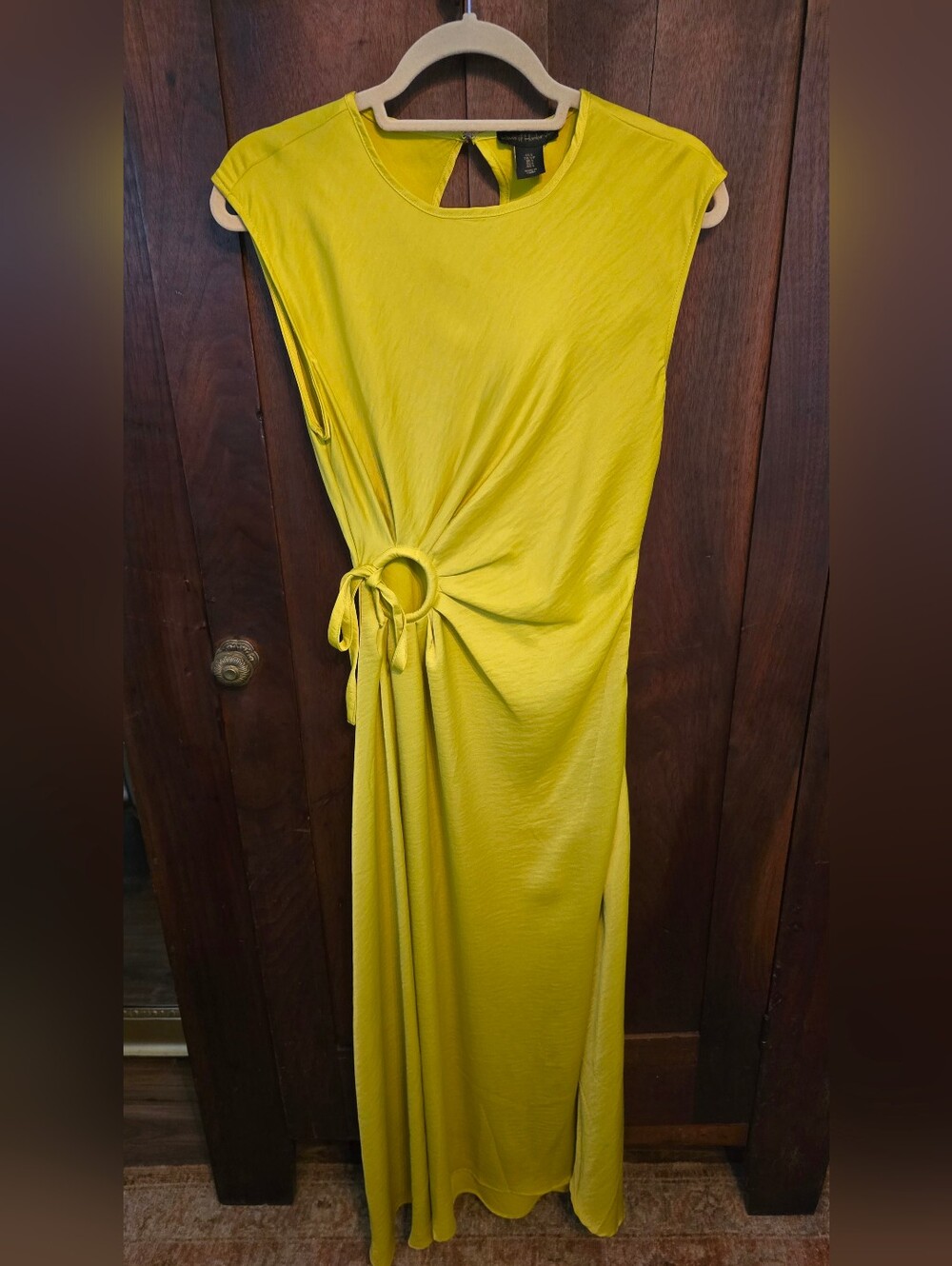 House of Harlow 1960 Chartreuse Yellow Ring-Detail Maxi Dress, Size Small
